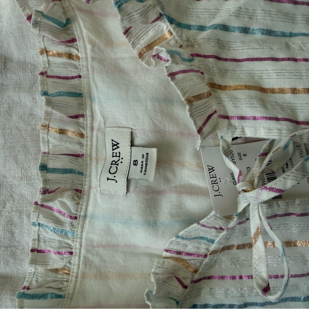 NWT J. Crew White Midi Dress with Subtle Stripes - Picture 5 of 6